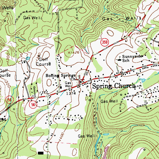 Topographic Map of Spring Church Joint Cemetery, PA