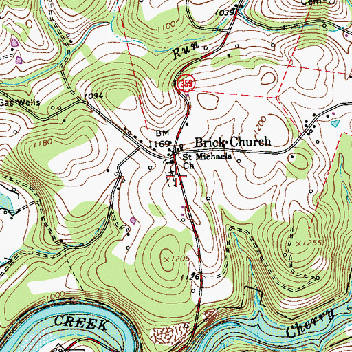 Topographic Map of Saint Michaels Lutheran Church Cemetery, PA