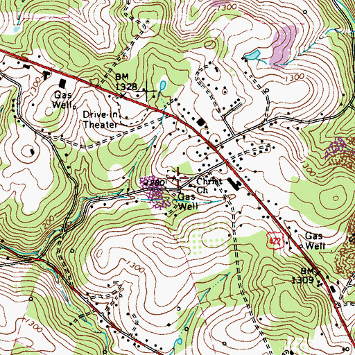 Topographic Map of Rupp Lutheran Church Cemetery, PA