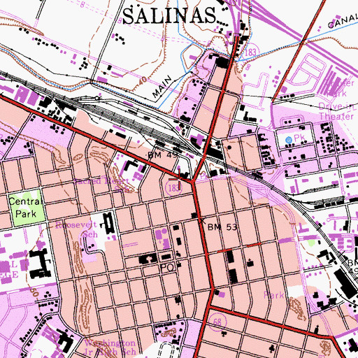 Topographic Map of Salinas, CA