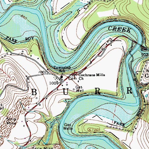 Topographic Map of Cochrans Mill United Methodist Church Cemetery, PA