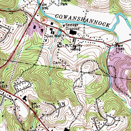 Topographic Map of County Home Cemetery, PA