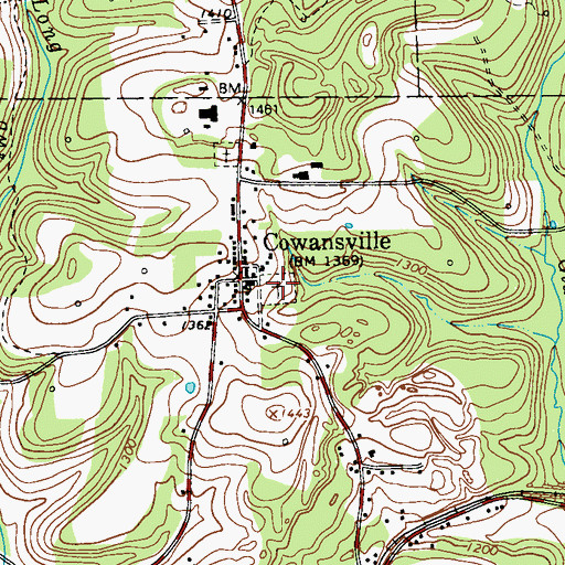 Topographic Map of Cowansville Cemetery, PA