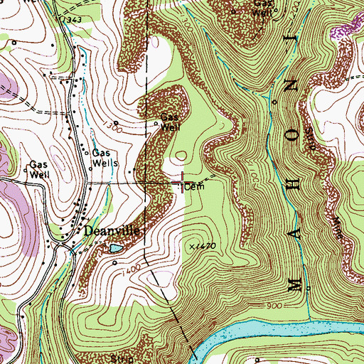 Topographic Map of Deanville Cemetery, PA