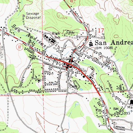 Topographic Map of San Andreas, CA