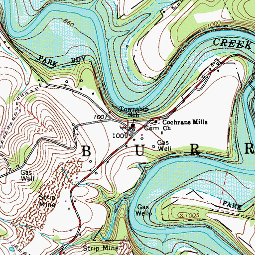 Topographic Map of Dunkard Baptist Christian Bretheren Cemetery, PA
