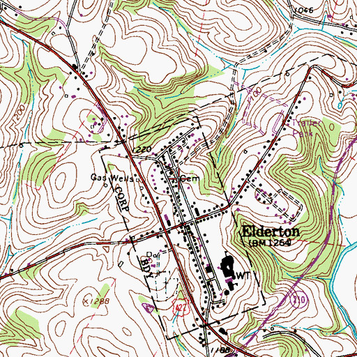Topographic Map of Elderton Presbyterian Church Cemetery, PA