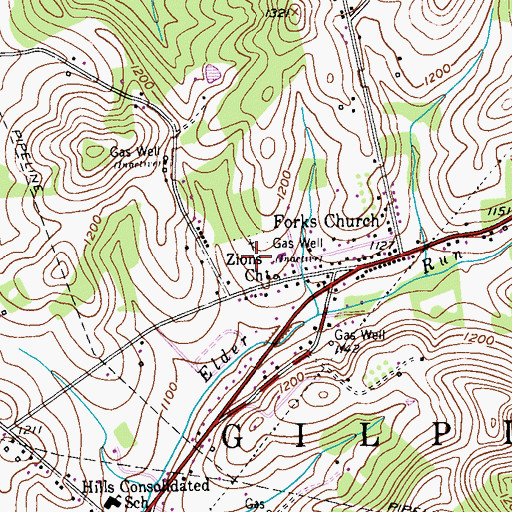 Topographic Map of Forks - Zion Lutheran Evangelical Church Cemetery, PA
