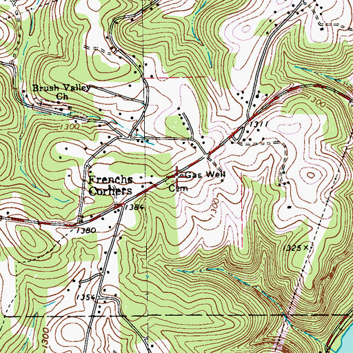 Topographic Map of John Cemetery, PA
