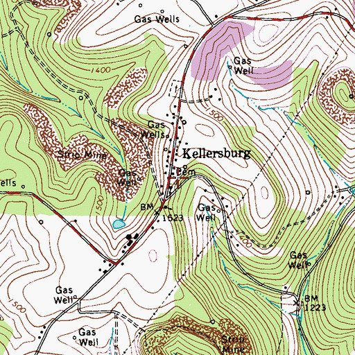 Topographic Map of Kellersburg Lutheran Cemetery, PA