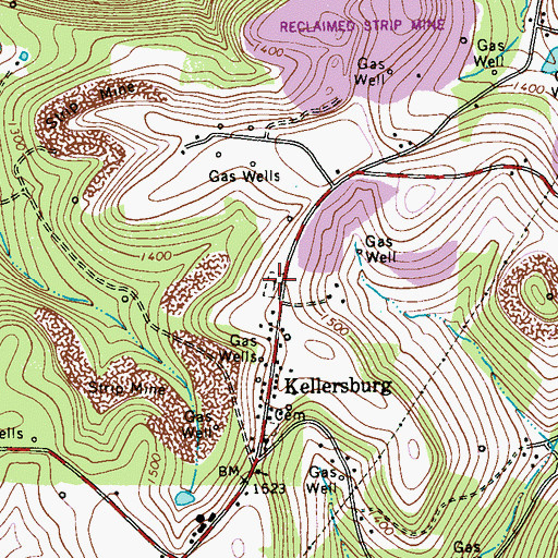 Topographic Map of Kellersburg Methodist Cemetery, PA