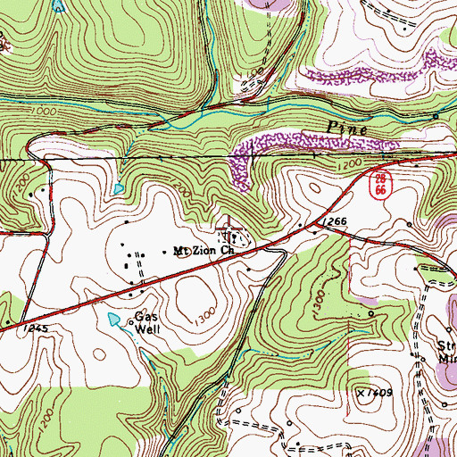 Topographic Map of Mateer Cemetery, PA