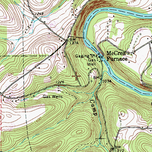 Topographic Map of McCreas Furnace Cemetery, PA