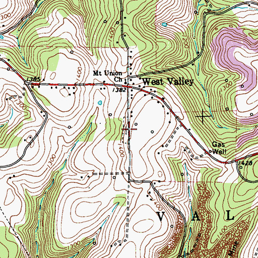 Topographic Map of Mount Union Davis Cemetery, PA