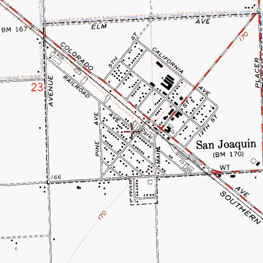 Topographic Map of San Joaquin, CA