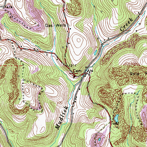 Topographic Map of Mudlic Cemetery, PA