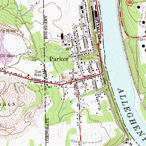 Topographic Map of Parker Presbyterian Cemetery, PA