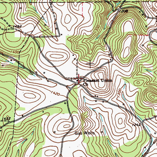 Topographic Map of Pleasant Union Cemetery, PA