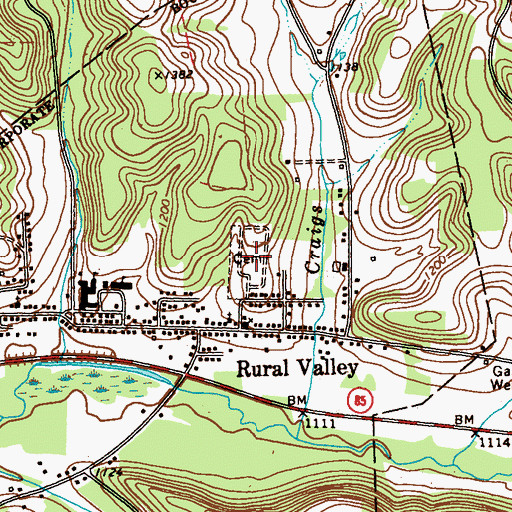 Topographic Map of Rural Valley Cemetery, PA
