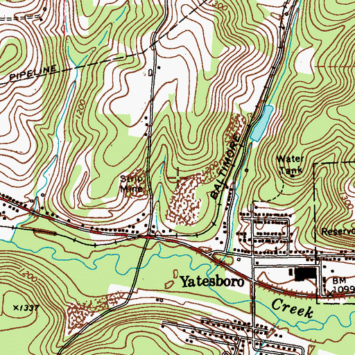 Topographic Map of Saint Marys Catholic Cemetery, PA