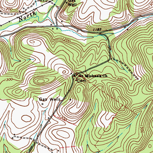 Topographic Map of Saint Michaels Episcopal Cemetery, PA