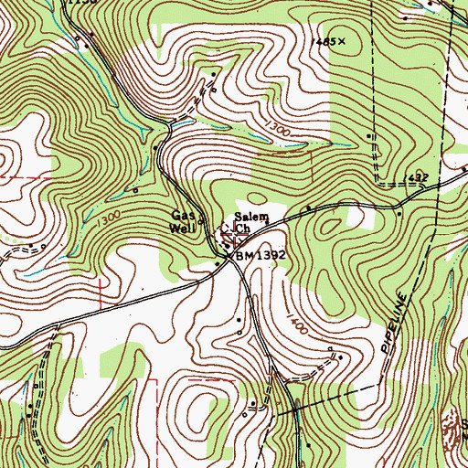 Topographic Map of Salem United Church of Christ Cemetery, PA
