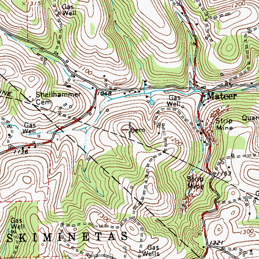 Topographic Map of Shellhammer - Beck Cemetery, PA