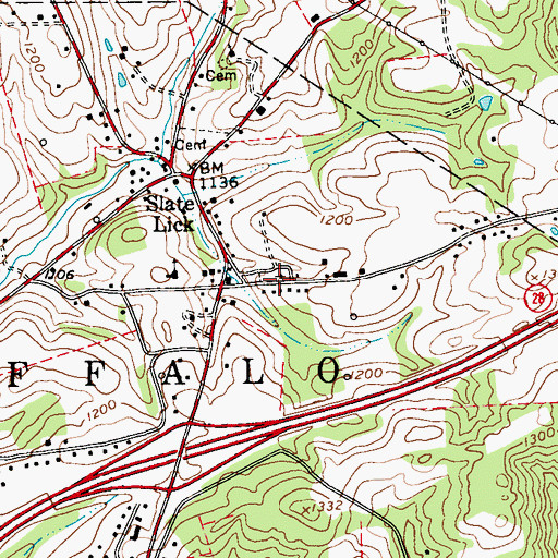 Topographic Map of Slate Lick United Presbyterian Cemetery, PA