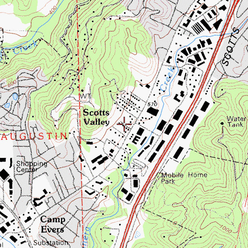 Topographic Map of Scotts Valley, CA