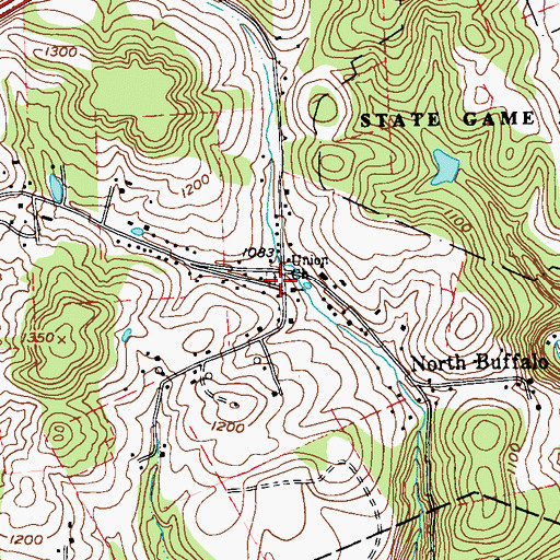Topographic Map of Union Baptist Cemetery, PA