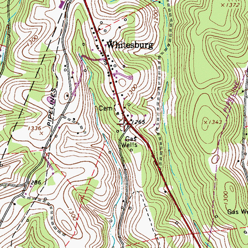 Topographic Map of Whitesburg Presbyterian Cemetery, PA