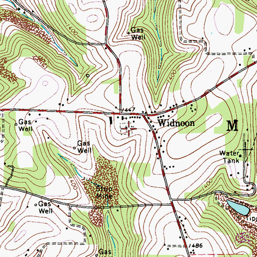 Topographic Map of Widnoon Methodist Cemetery, PA