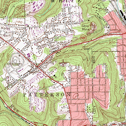 Topographic Map of Agudath Achim Cemetery, PA