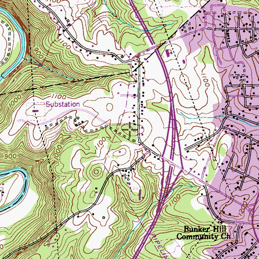 Topographic Map of Baker Cemetery, PA