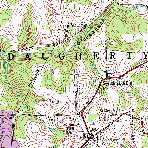 Topographic Map of Wallace Cemetery, PA