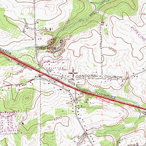 Topographic Map of Concord Cemetery, PA