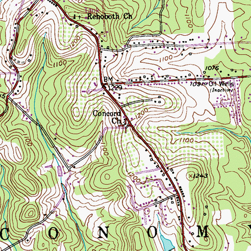 Topographic Map of Concord Presbyterian Church Cemetery, PA