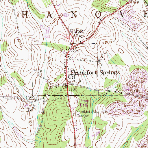 Topographic Map of Frankfort Springs Presbyterian Church Cemetery, PA