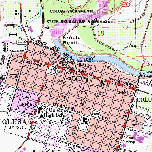Topographic Map of Colusa, CA