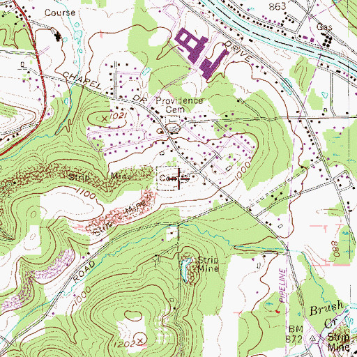 Topographic Map of North Sewickley Presbyterian Cemetery, PA