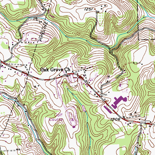 Topographic Map of Oak Grove Cemetery, PA