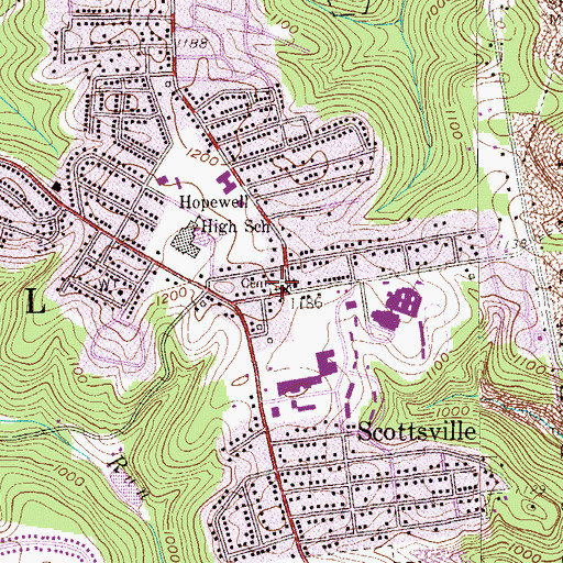 Topographic Map of Ohio United Presbyterian Church Cemetery, PA