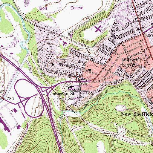 Topographic Map of Raccoon Cemetery, PA