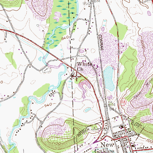 Topographic Map of Reformed Presbyterian White Church Cemetery, PA