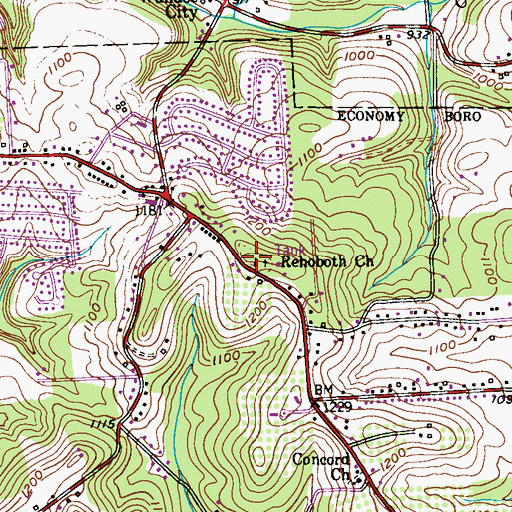 Topographic Map of Rehoboth Cemetery, PA