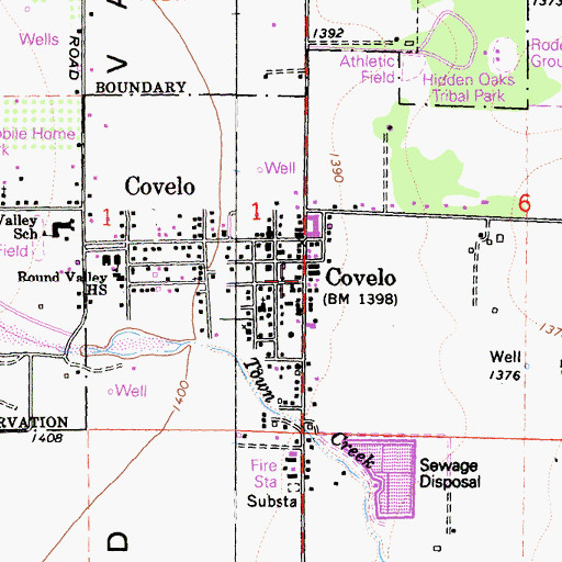 Topographic Map of Covelo, CA