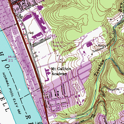Topographic Map of Sisters Cemetery Saint Joseph of Baden, PA
