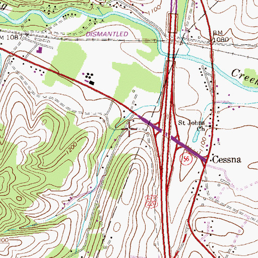 Topographic Map of Anderson Cemetery, PA