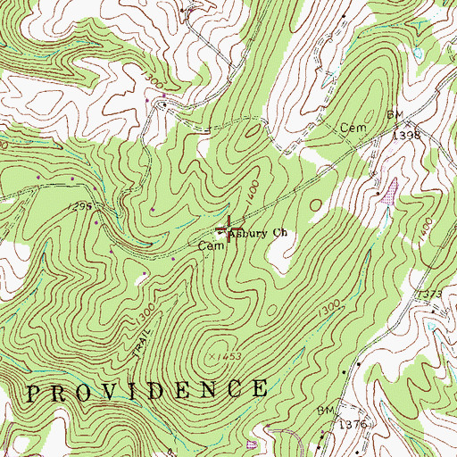 Topographic Map of Asbury Methodist Episcopal Church Cemetery, PA