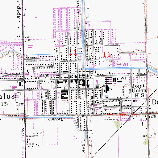 Topographic Map of Dos Palos, CA